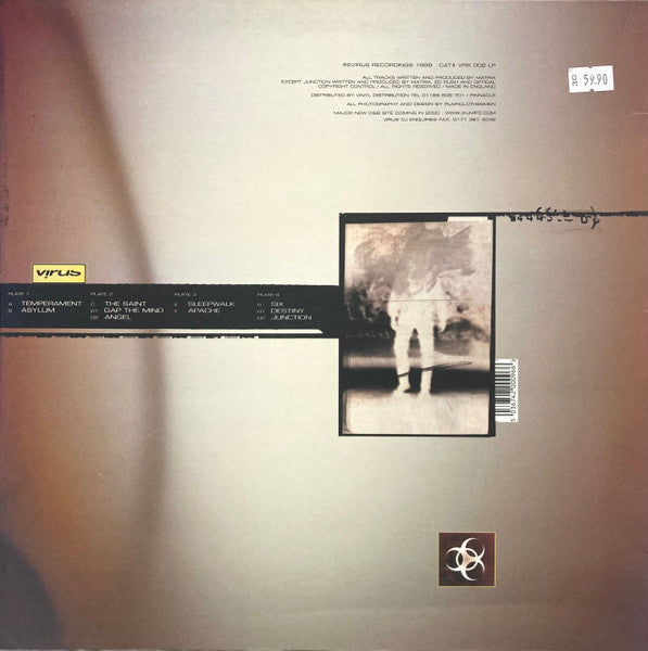 Image of Back Cover of 4xLP - VG+/VG+ - MATRIX, Sleepwalk (Virus Recordings  ; VRS 002 LP, UK 2000, Picture Sleeve, Insert), , With two sided credits insert.All sides 45 RPM except D and H, 33   RPM. - 1226101E