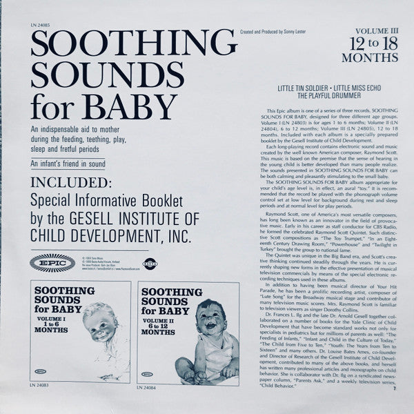 Image of Back Cover of LP - VG+/VG+ - RAYMOND SCOTT, Soothing Sounds For Baby Volume III (12-18 Months) (Basta ; 30-9035-1, Netherlands 1999 Reissue, Missing the booklet), ,  - 1026189E