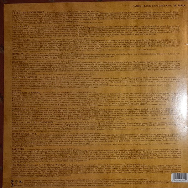 Image of Back Cover of 4755174S: LP - CAROLE KING, Tapestry (Ode Records; 19439840701, Europe 2021 Reissue, Gatefold, Inner)   NEW/NEW
