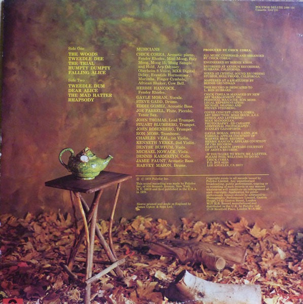 Image of Back Cover of LP - VG/VG - CHICK COREA, The Mad Hatter (Polydor  ; 2490 144, UK 1978, Inner), Lots of lighter marks. Sleeve has sticker ghost on front,  - 2816331C