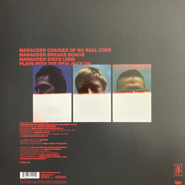 Image of Back Cover of LP - VG+/VG+ - INTERPOL, Marauder (Matador; OLE-1124-1, Europe 2018, Inner), ,  - 4046201S