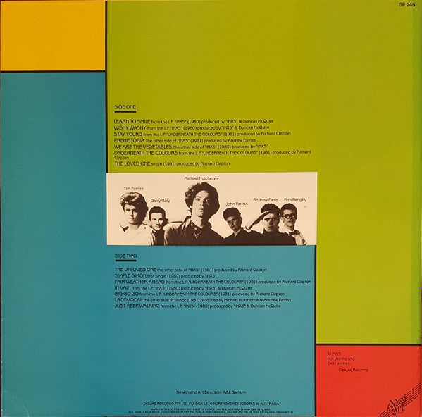 Image of Back Cover of 5024392E: LP - INXS, INXSIVE (Deluxe Records; SP 245, Australia 1982)   VG/VG+