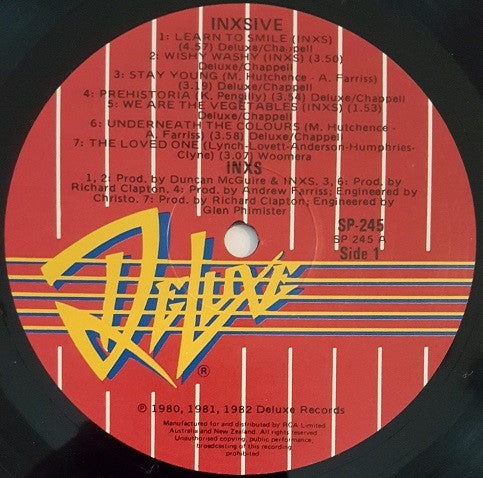 Image of Label Cover of 5024392E: LP - INXS, INXSIVE (Deluxe Records; SP 245, Australia 1982)   VG/VG+