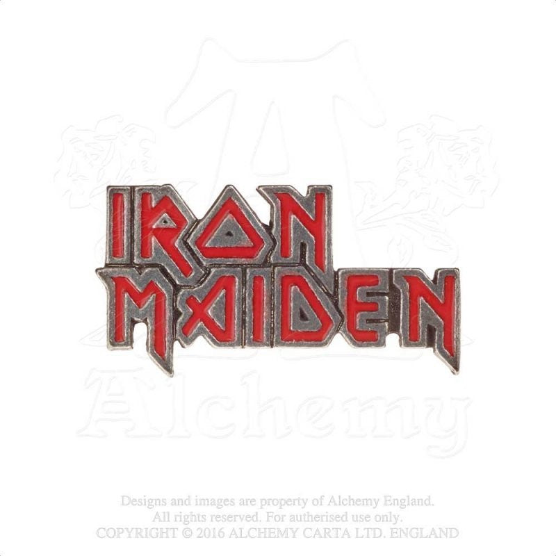 Image of Front Cover of 4714715C: Accessories - IRON MAIDEN, Metal Pin Badge (Logo) (Alchemy; PC505, UK )   NEW/NEW