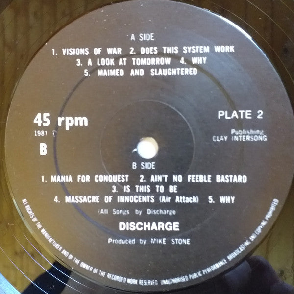 Image of Label Cover of LP - G+/VG - DISCHARGE, Why (Clay Records ; PLATE 2, UK 1981), Edge Wear, Sticker Damage to Sleeve,  - 2526390E