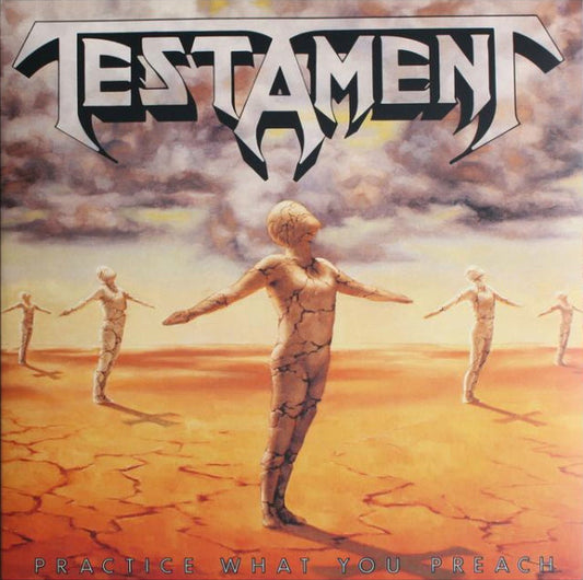 Image of Front Cover of 4714042C: LP - TESTAMENT, Practice What You Preach (Megaforce Worldwide ; 782 009-1, UK & Europe 1989, Inner) Lots of light marks but nothing deep, Sleeve has a light corner crease and pinches  VG/G+