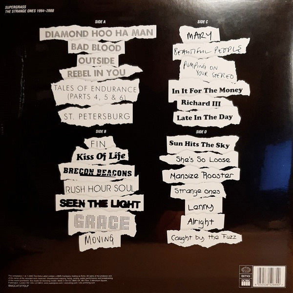 Image of Back Cover of 2xLP - EX/VG+ - SUPERGRASS, The Strange Ones 1994-2008 (BMG ; BMGCAT377DLP, Europe 2020, Gatefold, 2 Inners & Booket), ,  - 4326437E