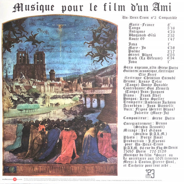 Image of Back Cover of LP - VG/VG+ - STEVE POTTS, Musique Pour Le Film D'Un Ami (SouffleContinu Records ; FFL062, France 2020 Reissue, Insert), Sleeve in strong VG, only has light wear on corners.,  - 3846318S