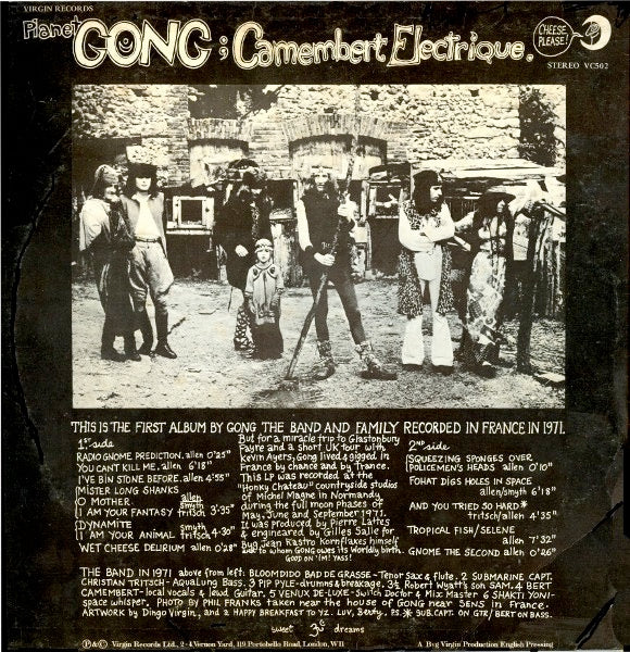 Image of Back Cover of 5124204E: LP - GONG, Camembert Electrique (Virgin B&W Drawing; VC 502, UK 1974 Reissue, No Booklet)   VG+/VG+