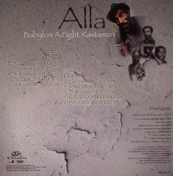 Image of Back Cover of LP - EX/EX - ALLA, Babylon A Fight Rastaman (Twinkle Music; NGLP575, UK 2016), ,  - 3246280S