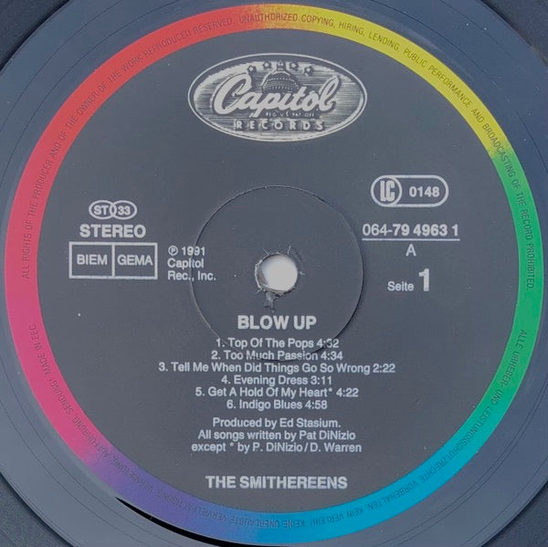 Image of Label Cover of 2614071C: LP - THE SMITHEREENS, Blow Up (Capitol Records ; 064-79 4963 1, Europe 1991)   VG/VG+