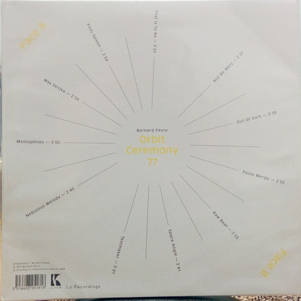 Image of Back Cover of LP - VG+/VG+ - BERNARD F VRE, Orbit Ceremony 77 (Alter K  ; AK84, France 2016, Lost recordings from 1977), Still In Opened Shrinkwrap,  - 1846206S