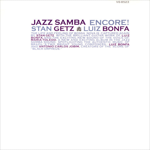 Image of Back Cover of LP - VG+/VG+ - STAN GETZ / LUIZ BONFA, Jazz Samba Encore! (Verve Records; V6-8523, Germany 2000 Reissue, Gatefold, 180 Gram Vinyl), ,  - 4346209S