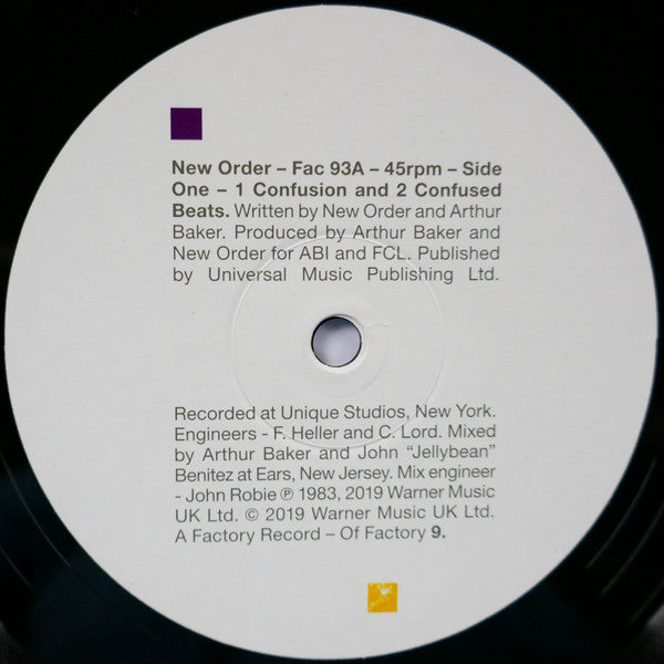 Image of Label Cover of 12" - EX/EX - NEW ORDER, Confusion (Factory ; FAC93, Europe 2020 Reissue, Embossed Sleeve, Inner, 180 Gram Vinyl), Still In Shrinkwrap., A1. ConfusionA2. Confused BeatsB1. Confusion (Instrumental)B2. Confusion (Rough Mix) - 4216367C