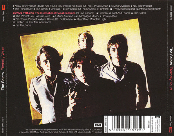 Image of Back Cover of CD - VG+/VG+ - THE SAINTS, Eternally Yours (EMI ; 50999 5 00372 2 3, Australia 2000s Reissue, Jewel Case), ,  - 3216308C