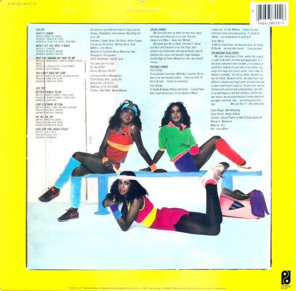 Image of Back Cover of LP - VG/VG - THE JONES GIRLS, Keep It Comin' (Philadelphia International Records; FZ 38555, US 1984), Solid VG throughout!,  - 2616148C