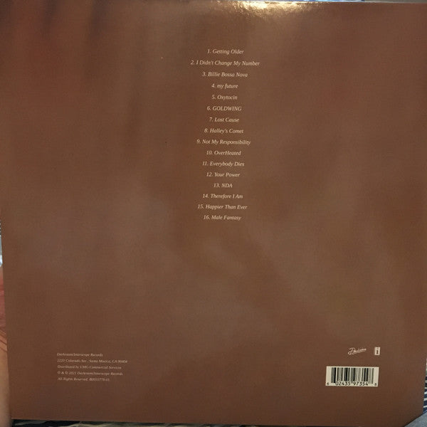 Image of Back Cover of 4934145E: 2xLP - BILLIE EILISH, Happier Than Ever (Darkroom ; B0033778-01,  2021, Gatefold, 2 Inners, 100% Black Recycled Vinyl)   NEW/NEW