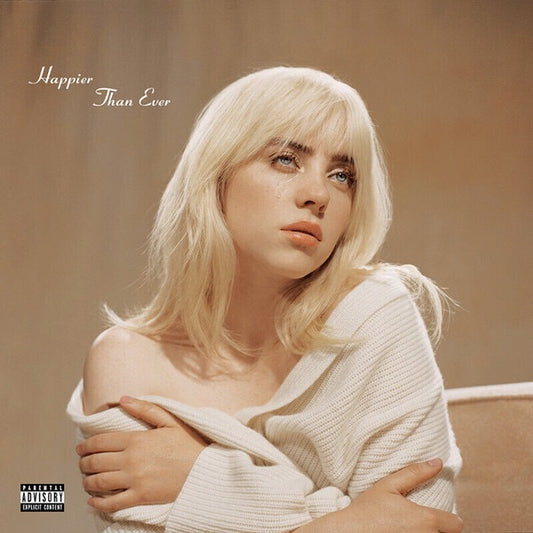 Image of Front Cover of 2xLP - NEW/NEW - BILLIE EILISH, Happier Than Ever (Darkroom; 3597354, USA & Europe 2021, Gatefold, 2 Inners, 100% Black Recycled Vinyl), , Consisting of torch songs about the downsides of stardom, "Happier Than Ever" draws heavily from Eilish's rise to fame and the drawbacks that come with it. Upon release, the album collected acclaim from music critics, who praised its stylistic, restrained production, and insightful lyrics. At the 64th Annual Grammy Awards, the album and its title 