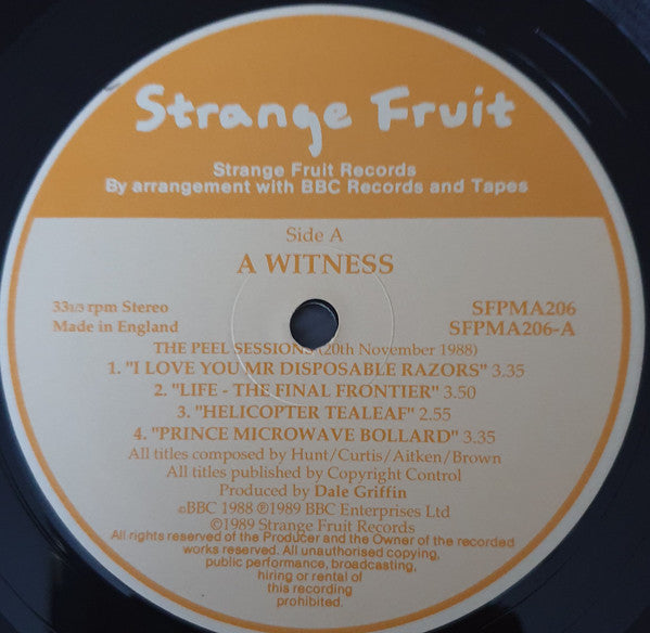 Image of Label Cover of LP - VG/VG - A WITNESS, Double Peel Sessions (Strange Fruit ; SFPMA206, UK 1989), With Press Release sheet, Light marks, edge & ring wear,  - 4246009S