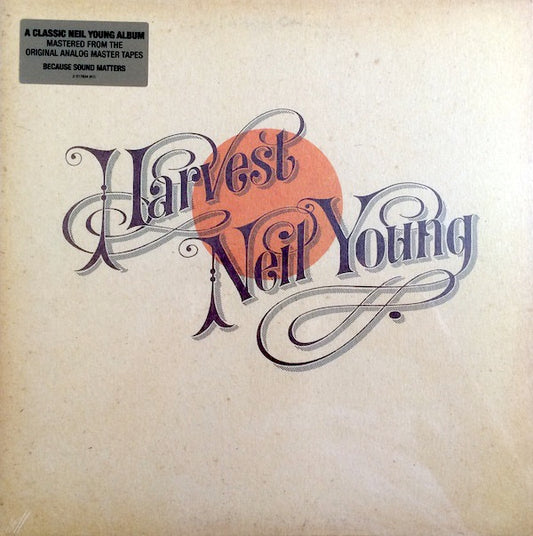 Image of Front Cover of LP - NEW/NEW - NEIL YOUNG, Harvest (Reprise Records ; 9362-49786-5, Europe 2009 Reissue, Gatefold, insert, 180 Gram Vinyl), , The fourth studio album by the Canadian musician.  It features the London Symphony Orchestra on two tracks and vocals by noted guests David Crosby, Graham Nash, Linda Ronstadt, Stephen Stills, and James Taylor. The record includes the singles "Heart of Gold" and "Old Man". - 6056128S