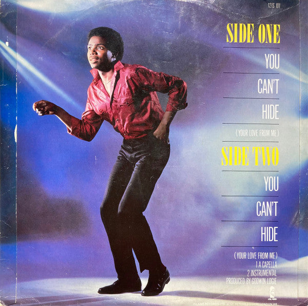 Image of Back Cover of 5014027C: 12" - DAVID JOSEPH, You Can't Hide(Your Love From Me) (Island; 12IS101, UK 1983, Picture Sleeve) Light Marks only.  VG/VG