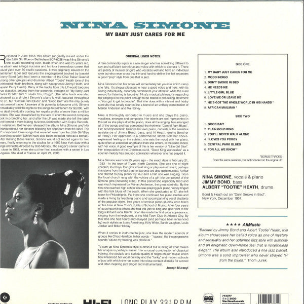 Image of Back Cover of LP - EX/EX - NINA SIMONE, My Baby Just Cares For Me (WaxTime ; 772277, Europe 2020), ,  - 4026065E
