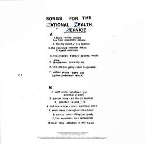 Image of Back Cover of 5024147E: LP - VARIOUS ARTISTS, Songs For The National Health Service (Blood Records; BLOOD 017, UK 2020, Blue Inner, Blue Vinyl.)   VG+/VG+