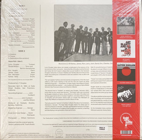 Image of Back Cover of 3953126S: LP - THE LARRY DOUGLAS ALLTET, Dedications (Tidal Waves Music; TWM75, UK 2021, Ltd Ed. of 500, Black Vinyl)   NEW/NEW