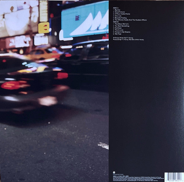 Image of Back Cover of LP - NEW/NEW - PJ HARVEY, Stories From The City, Stories From The Sea (Island Records ; 898541, Europe 2021 Reissue, Inner & Insert, 180 Gram & Download), , Produced by PJ Harvey with Rob Ellis and Mick Harvey, and originally released in October 2000, "Stories From The City, Stories From The Sea" features the singles "Good Fortune", "A Place Called Home", and "This Is Love" and includes a duet with Radiohead's Thom Yorke on "This Mess We're In".. The album won the Mercury Music Prize 