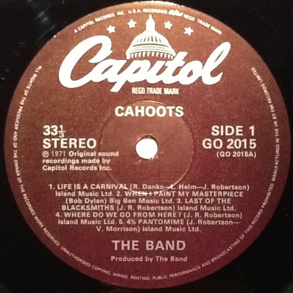 Image of Label Cover of LP - VG+/VG - THE BAND, Cahoots (Capitol Records ; GO 2015, UK 1980s Reissue), ,  - 1726499E