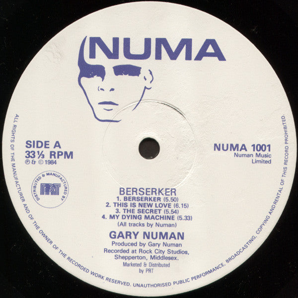 Image of Label Cover of LP - VG+/VG - GARY NUMAN, Berserker (Numa ; NUMA 1001, UK 1984, Inner), Pressing Flaw Side 2,  - 0746171S