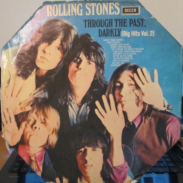 Image of Front Cover of LP - VG/VG - THE ROLLING STONES, Through The Past, Darkly (Big Hits Vol. 2) (Decca Blue Boxed; SKL 5019, UK 1969, Die Cut Octagonal Sleeve, Indicator Hole With Hexagonal Inner, Stereo), ,  - 2726050E