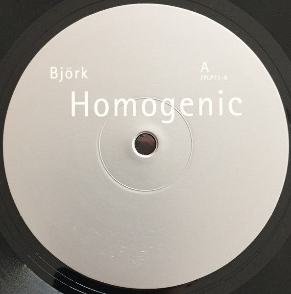 Image of Label Cover of LP - G+/VG - BJORK, Homogenic (One Little Indian ; TPLP71, UK 2015, Inner, 180 Gram Vinyl, Made in Germany on back cover), Scuffs, edge wear, seam split sleeve, seam splits on inner,  - 3646340S