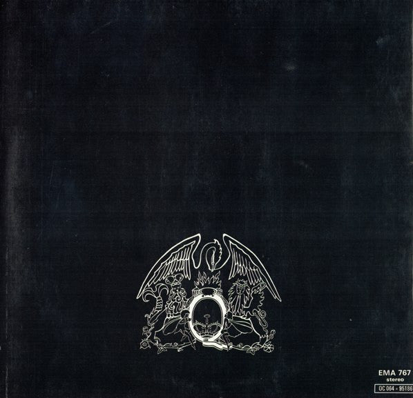 Image of Back Cover of LP - VG/VG - QUEEN, Queen II (EMI; EMA767, UK 1974, Laminated Gatefold Sleeve without QUEEN PRODUCTIONS LTD 1975 on rear cover, Inner with cut corners,  1974 under the Trident logo on both sides), Hairlines, Light sleeve wear, Asterisk in pen inside gatefold,  - 4016128C