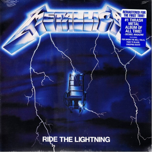 Image of Front Cover of LP - NEW/NEW - METALLICA, Ride The Lightning (Blackened ; 00602547885241, UK 2016 Reissue, Insert), , Second studio album by the American heavy metal band, originally released in 1984. Although rooted in the thrash metal genre, the album showcased the band's musical growth and lyrical sophistication. Instead of relying heavily on fast tempos as on its debut 'Kill 'Em All', Metallica broadened its approach by employing acoustic guitars, extended instrumentals, and more complex harmoni