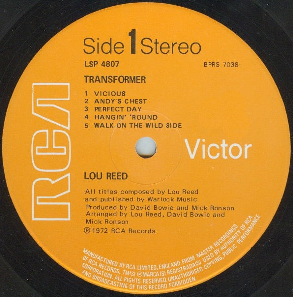 Image of Label Cover of LP - VG/VG - LOU REED, Transformer (RCA Victor Orange; LSP-4807, UK 1972, Matte Sleeve), ,  - 3126121E