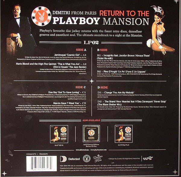 Image of Back Cover of 2744063S: 2xLP - DIMITRI FROM PARIS, Return To The Playboy Mansion (LP 02) (ITH Records ; PBM02LP2, UK 2008, Picture Sleeve) Sticker residue, edgewear. A couple of hairlines between the discs.  VG/VG+