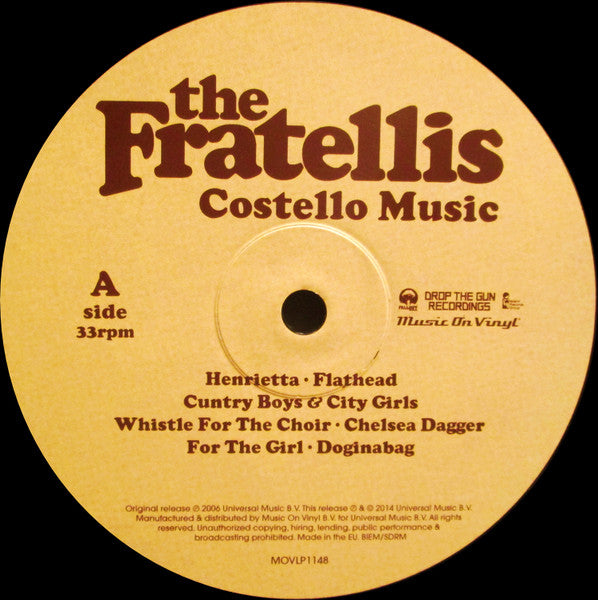 Image of Label Cover of LP - NEW/NEW - THE FRATELLIS, Costello Music (Music On Vinyl ; MOVLP1148, Europe 2014 Reissue, Insert), ,  - 0936115E