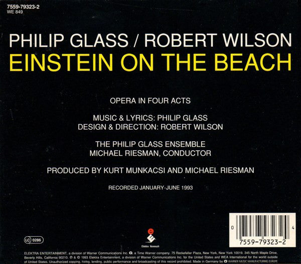 Image of Back Cover of 3xCD - VG+/VG+ - PHILIP GLASS & ROBERT WILSON, Einstein On The Beach (Elektra; 7559793232, Germany 1983, Box Set, Booklet), ,  - 3836096E