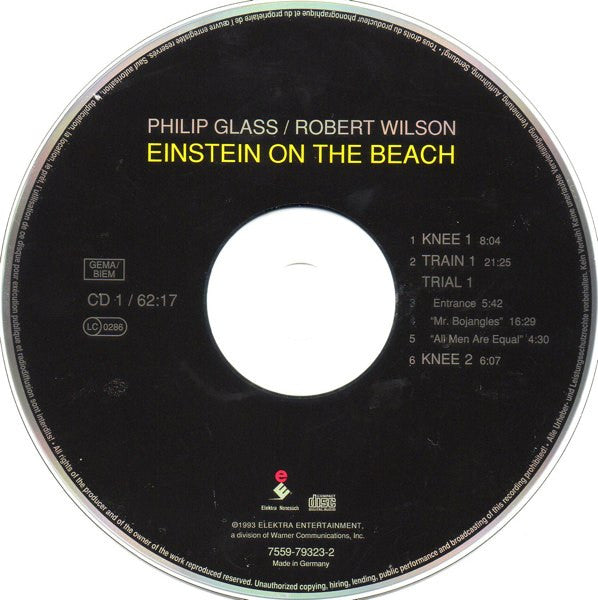 Image of Label Cover of 3xCD - VG+/VG+ - PHILIP GLASS & ROBERT WILSON, Einstein On The Beach (Elektra; 7559793232, Germany 1983, Box Set, Booklet), ,  - 3836096E