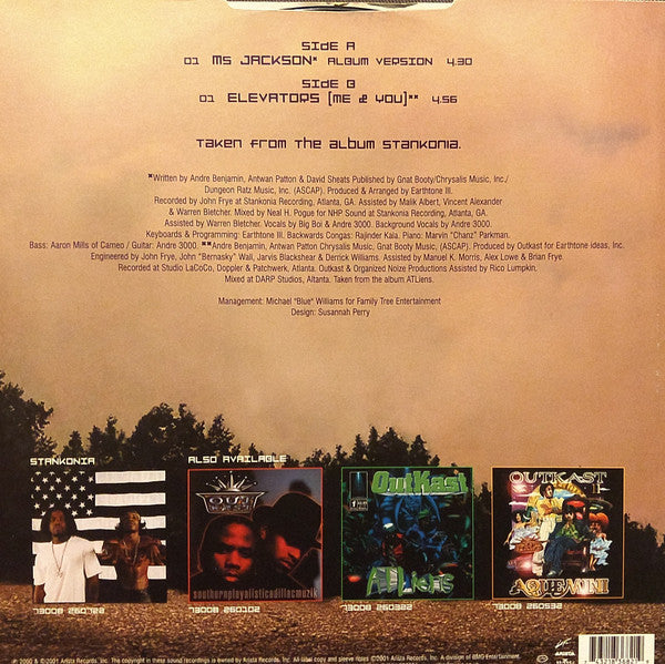 Image of Back Cover of 12" - VG/VG - OUTKAST, Ms Jackson (Arista ; 74321836821, Europe 2001, Picture Sleeve), Sticker ghost on front sleeve. Small promo insert,  - 4016412C