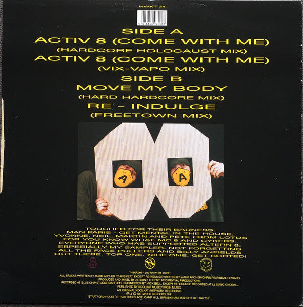Image of Back Cover of 12" - VG+/VG+ - ALTERN 8, Activ 8 (Come With Me) (Network Records  ; NWKT 34, UK 1991, Picture Sleeve), Light marks only, don't affect playing.,  - 2446117S