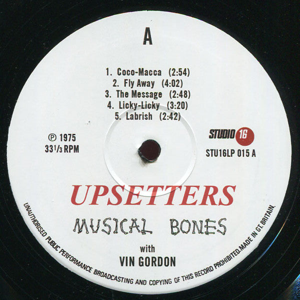 Image of Label Cover of LP - VG/VG+ - THE UPSETTERS WITH VIN GORDON, Musical Bones (Studio 16 ; STU 16 LP 015, UK 2020 Reissue), ,  - 2446166S