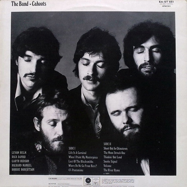 Image of Back Cover of 3644114S: LP - THE BAND, Cahoots (Capitol Green; EAST651, UK 1971, Gatefold) Scuffs and hairlines, light ring wear, sticker damage  VG/VG