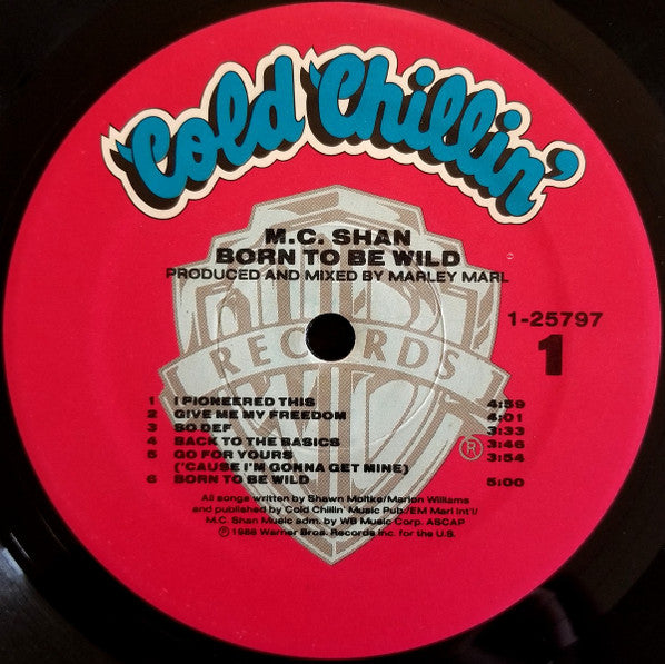 Image of Label Cover of LP - VG/VG - MC SHAN, Born To Be Wild (Cold Chillin';  9 25797-1, US 1988, Inner, SRC Pressing), ,  - 4126012E