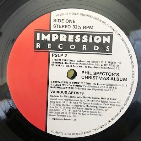 Image of Back Cover of LP - VG/VG+ - PHIL  SPECTOR , Phil Spector's Christmas Album (Impression Records; PSLP 2, UK 1983 Reissue), Edge Wear,  - 1346076S
