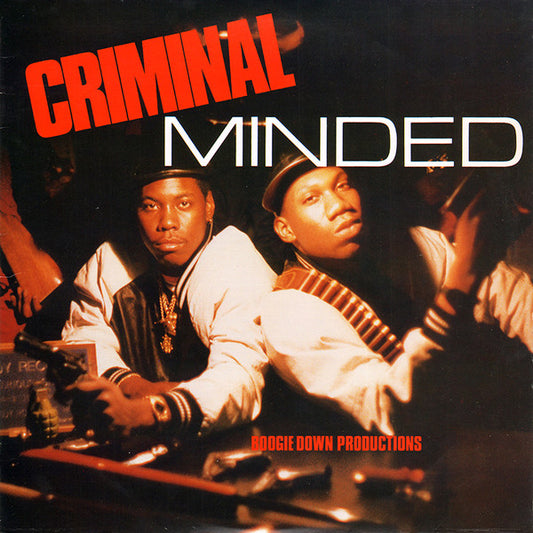 Image of Front Cover of LP - G/G - BOOGIE DOWN PRODUCTIONS, Criminal Minded (B-Boy Records (Brown/Gold Label); BB 4787 JBM, US 1987, Picture Sleeve), Edgewear and heavy creasing on sleeve. Record has many marks.,  - 3726413E