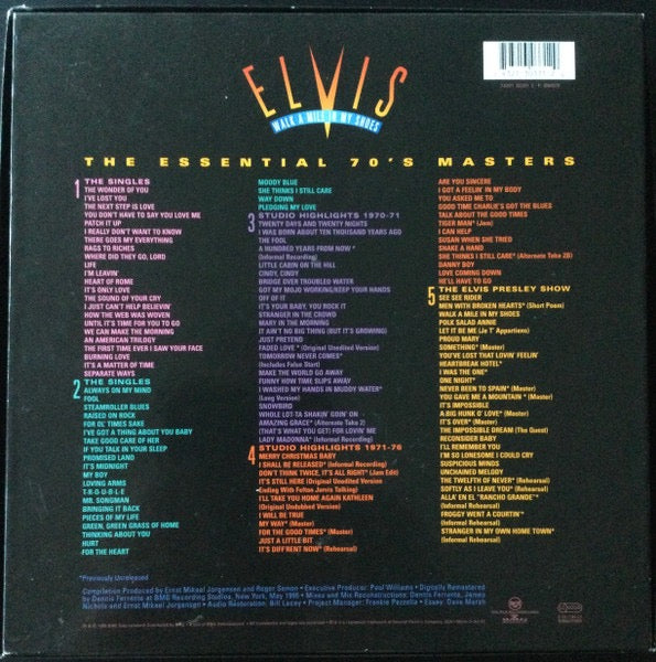 Image of Back Cover of 5xCD - VG+/VG+ - ELVIS PRESLEY, Walk A Mile In My Shoes - The Essential 70's Masters (RCA ; 74321 30331 2, Europe 1995, Box Set, Booklet), ,  - 3336019E