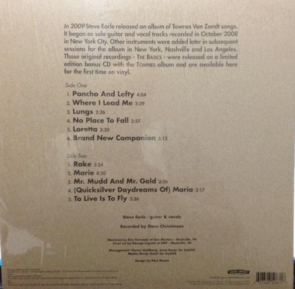 Image of Back Cover of LP - EX/VG+ - STEVE EARLE, Townes: The Basics (New West Records ; NW5087, US 2014, Limited Edition), ,  - 3146169S