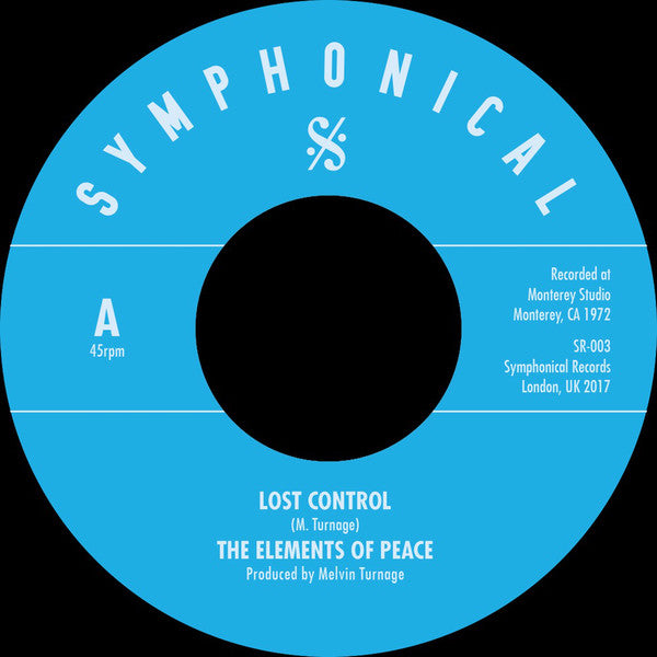 Image of Front Cover of 7" - /EX - ELEMENTS OF PEACE, Lost Control / Love Came Suddenly (Symphonical ; SR 003, UK 2017, Plain Sleeve, Limited Edition of 500), ,  - 2556067S